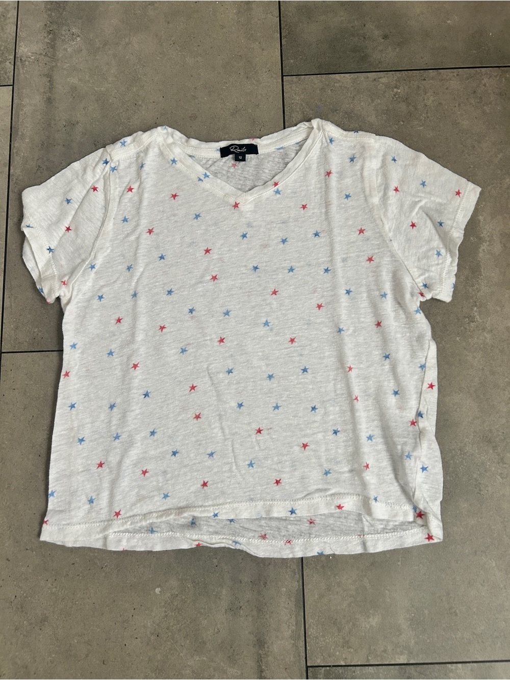 Rails girls Carlyn white watercolor stars linen blend shirt 12